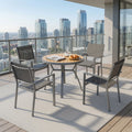 Set of 4, Heavy duty Metal Grey Outdoor Patio Chair, All Weather Textilene