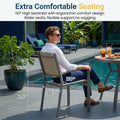 5-Piece Grey Patio Dining Set, 4-Seat All-Weather Heavy Duty HDPS Aluminum Square Table and Textilene Metal Patio Chairs