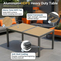 59" Grey Aluminum Rectangle Outdoor Patio Table, All Weather HDPS Slatted Dining Table - product image 4