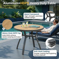 5-Piece Grey Aluminum Patio Dining Set, 4-Seat All-Weather Heavy Duty HDPS Round Table and Textilene Patio Chairs