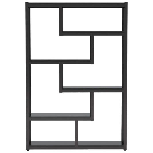 69" Tall Industrial Staggered Bookshelf, 6-Tier Etagere Bookcase with Asymmetrical Open Shelves, Large Display Rack & Room