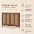 EMOOTTOO 59" Boho Rattan Buffet Sideboard
