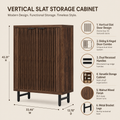 EMOOTTOO 43" Dark Walnut Shoe Storage Cabinet with Breathable Louvered Doors