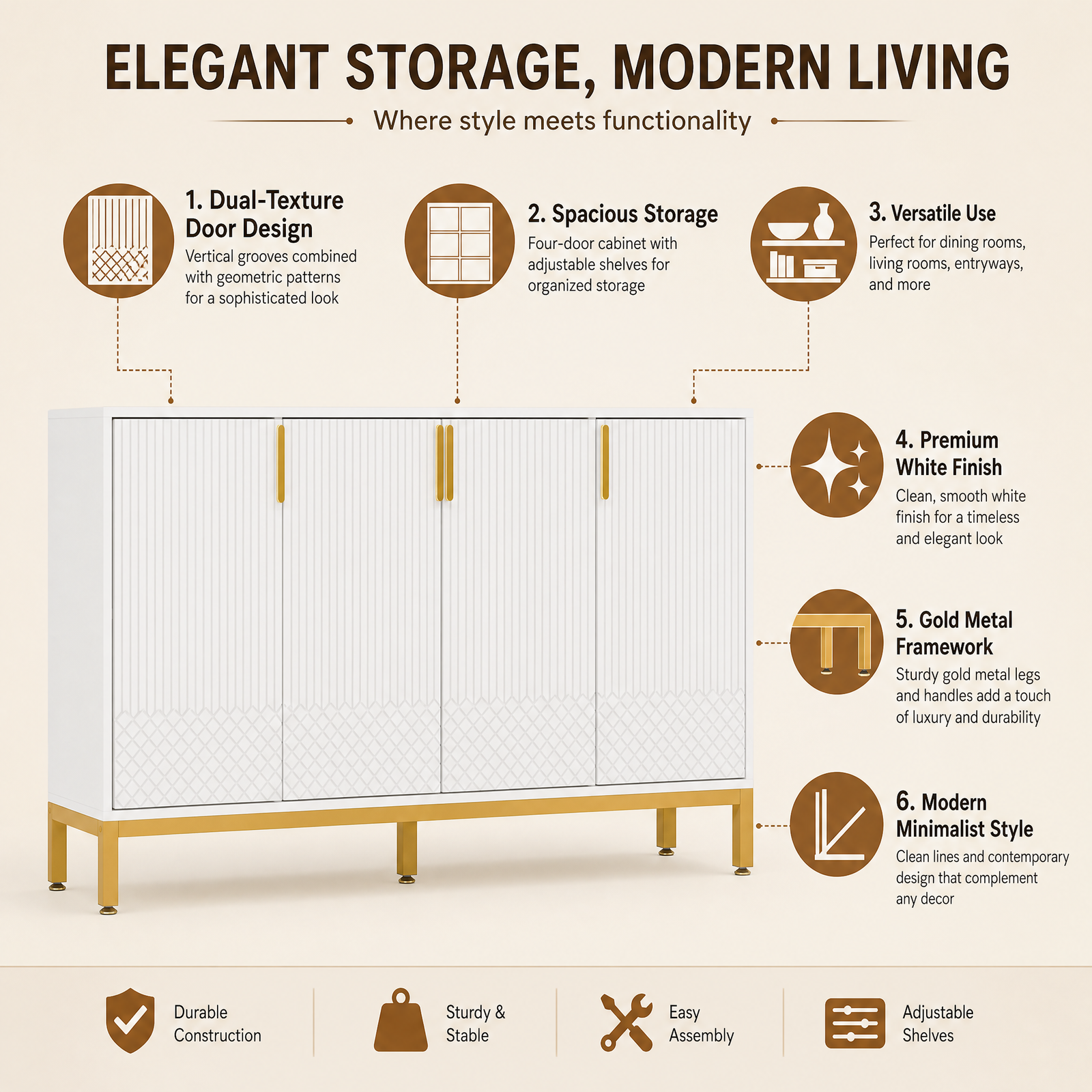 EMOOTTOO 59" Luxury Buffet Sideboard