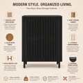 EMOOTTOO 43" Modern Black Shoe Storage Cabinet with Louvered Doors