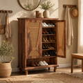 EMOOTTOO 43" Boho Rattan Shoe Storage Cabinet