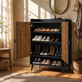 EMOOTTOO 7-Tier Shoe Cabinet with Vertical Slatted Doors