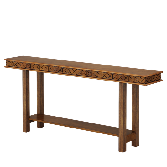 70.9-Inch Extra Long Console Table, Solid Wood Sofa Table Behind Couch Narrow Long, 2-Tier Entryway Accent Table
