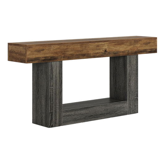 63" Console Table, Farmhouse 2-Tier Entryway Table with U-Shaped Base, Narrow Long Wood Sofa Table Behind Couch Table