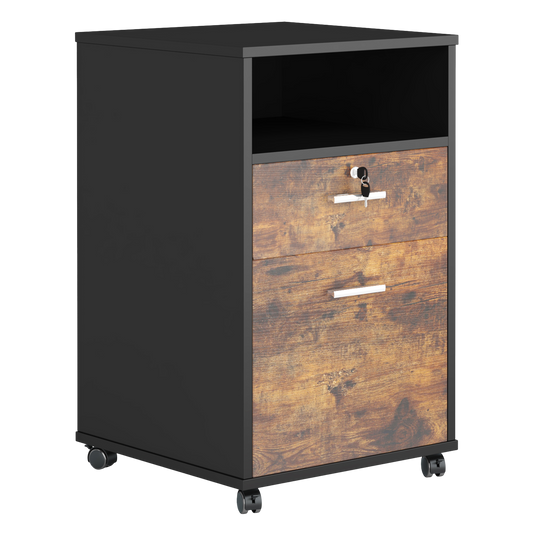 2 Drawer Mobile File Cabinet with Lock, Wood Modern Filing Cabinet - product image 2