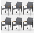 Set of 6 , Grey Aluminum Outdoor Patio Chair, All Weather Textilene Patio Chairs
