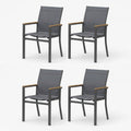 Set of 4, Grey Aluminum Outdoor Patio Chair, All Weather Textilene Patio Chairs
