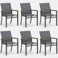 Set of 6, Grey Aluminum Outdoor Patio Chair, All Weather Textilene Patio Chairs