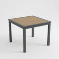 35.4" Grey Aluminum Outdoor Square Patio Table, All Weather HDPS Slatted Dining Table - product image 2