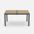 59" Grey Aluminum Rectangle Outdoor Patio Table, All Weather HDPS Slatted Dining Table - product image 1