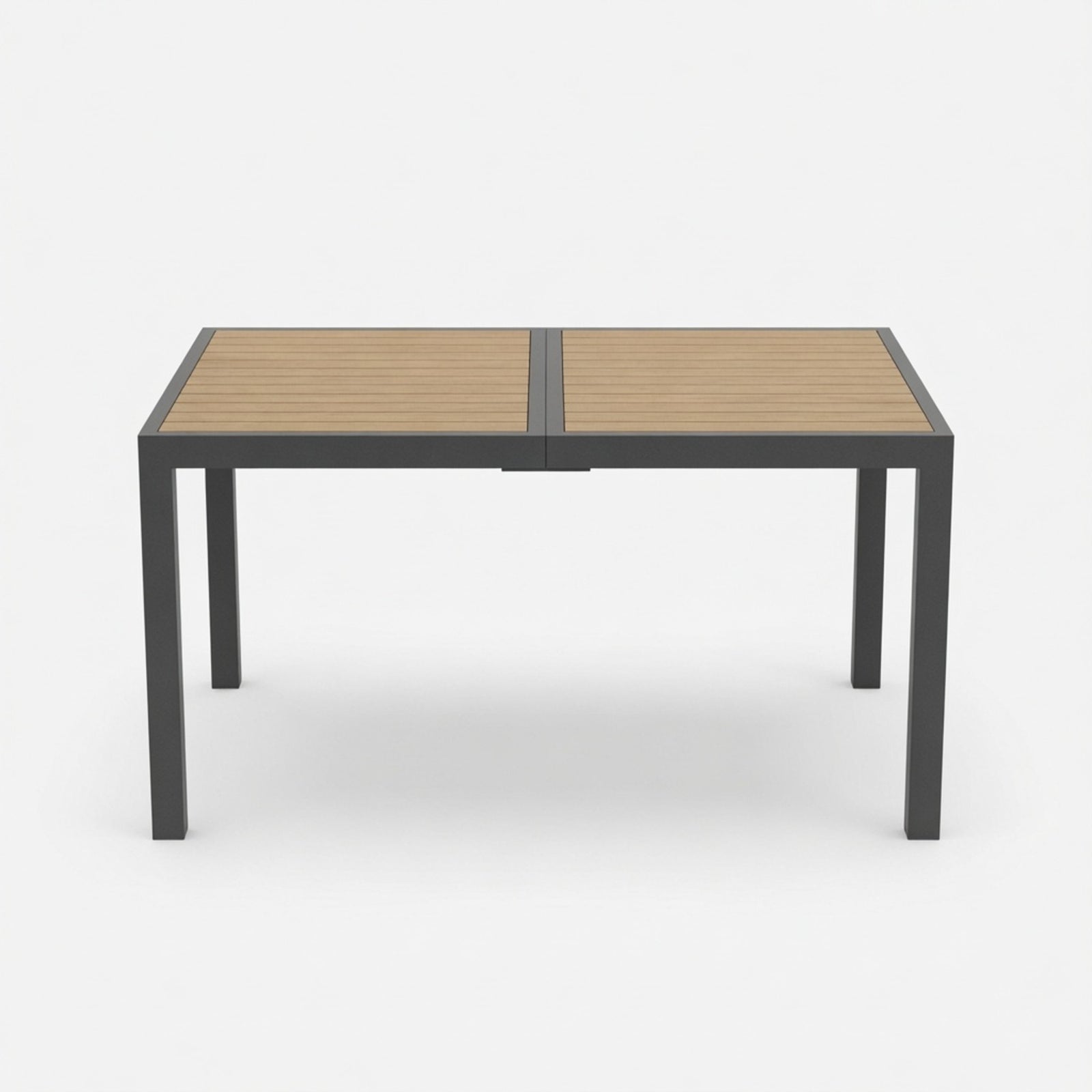 59" Grey Aluminum Rectangle Outdoor Patio Table, All Weather HDPS Slatted Dining Table - product image 1