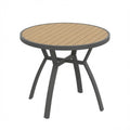 35.4" Grey Aluminum Outdoor Round Patio Table, All Weather HDPS Slatted Dining Table - product image 1
