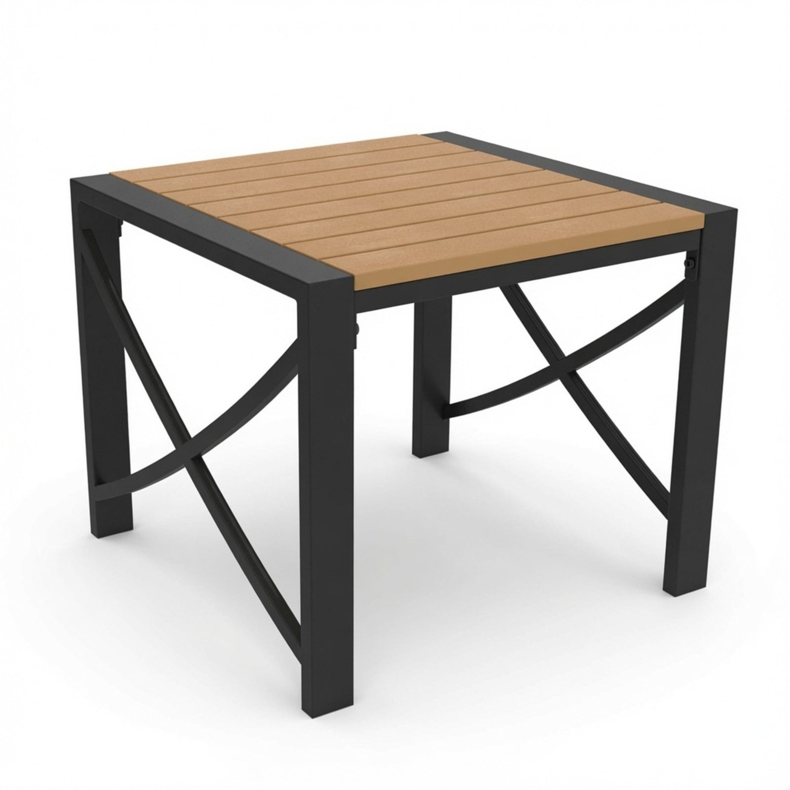 18.9" Black Square Side Heavy-Duty Metal Outdoor Patio End Table - product image 1