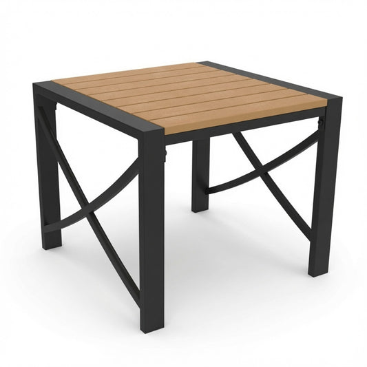 18.9" Black Square Side Heavy-Duty Metal Outdoor Patio End Table - product image 1