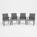 Set of 4 , Grey Aluminum Outdoor Patio Chair, All Weather Textilene Patio Chairs