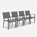 Set of 4, Heavy duty Metal Grey Outdoor Patio Chair, All Weather Textilene