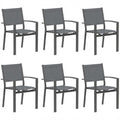 Set of 6, Heavy duty Metal Grey Outdoor Patio Chair, All Weather Textilene