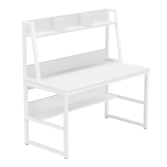 Computer Desk with Hutch, 47 inches Home Office Desk with Space Saving Design with Bookshelf for Small Spaces