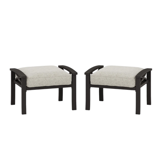 Modern Patio Ottomans Set of 2, Weather-Resistant Iron Outdoor Footstools with Premium Cushions, Dark Brown - product image 2
