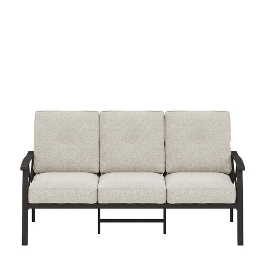 Modern 3-Seat Patio Sofa, All-Weather Metal Outdoor Couch with Premium Olefin Cushions, Beige - product image 2