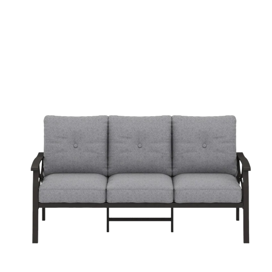 Modern 3-Seat Outdoor Patio Sofa, All-Weather Metal Couch with Premium Olefin Cushions, Grey - product image 2