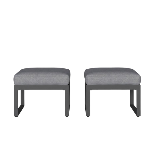 Modern Aluminum Outdoor Ottoman Set of 2, All-Weather Patio Footstools with Thick Olefin Cushions, Grey - product image 2