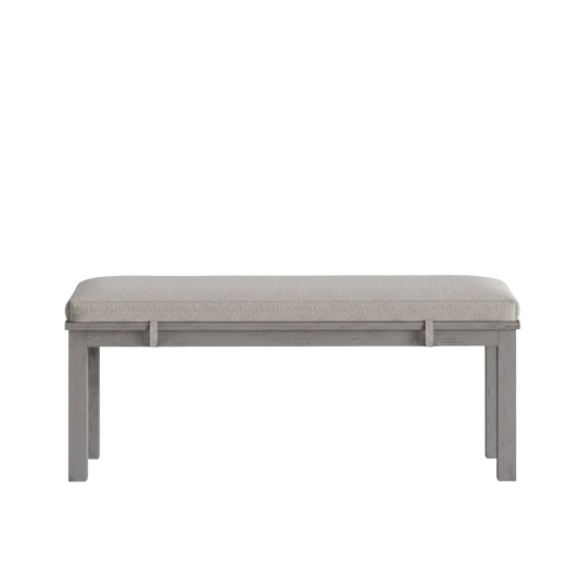 Modern Farmhouse Outdoor Dining Bench, All-Aluminum Frame with Wood-Like Texture and Premium Olefin Cushion, Grey - product