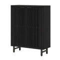 EMOOTTOO 43" Modern Black Shoe Storage Cabinet with Louvered Doors