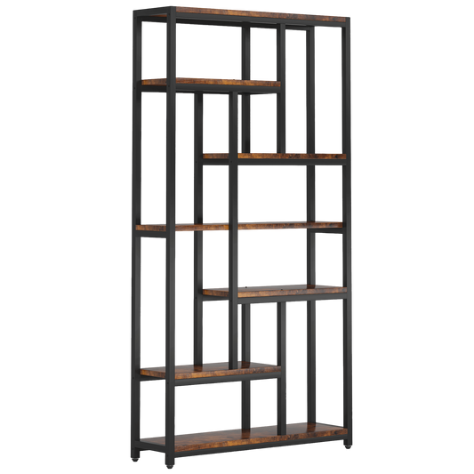 79" Extra Tall Industrial Bookshelf, 7-Tier Staggered Etagere Bookcase - product image 2