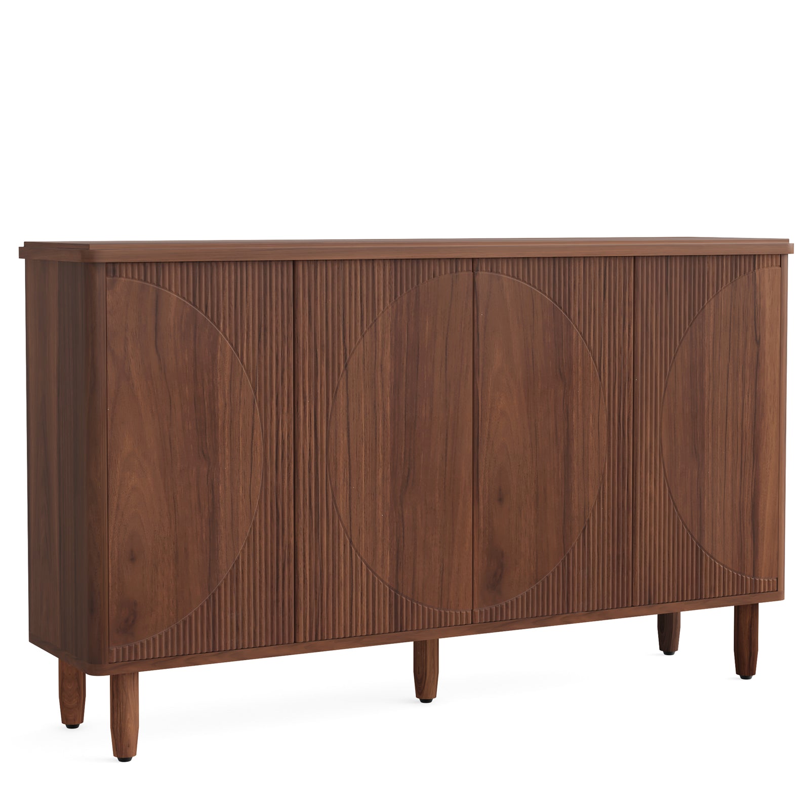 EMOOTTOO 59" Modern Buffet Sideboard Cabinet with Semicircle Pattern Doors