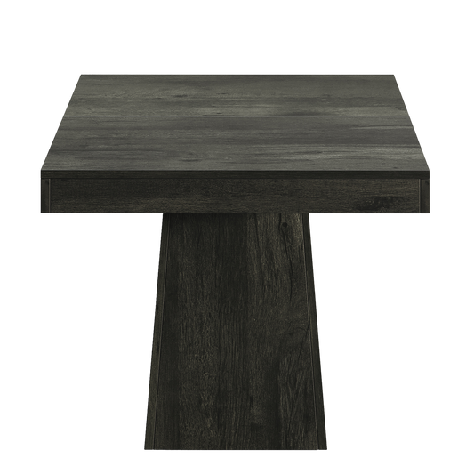 31.5" Square Dining Table, Modern Farmhouse Kitchen Table with Sturdy Pedestal Base for 4, Grey Wood Grain - product image 2