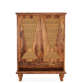 EMOOTTOO 43" Boho Rattan Shoe Storage Cabinet