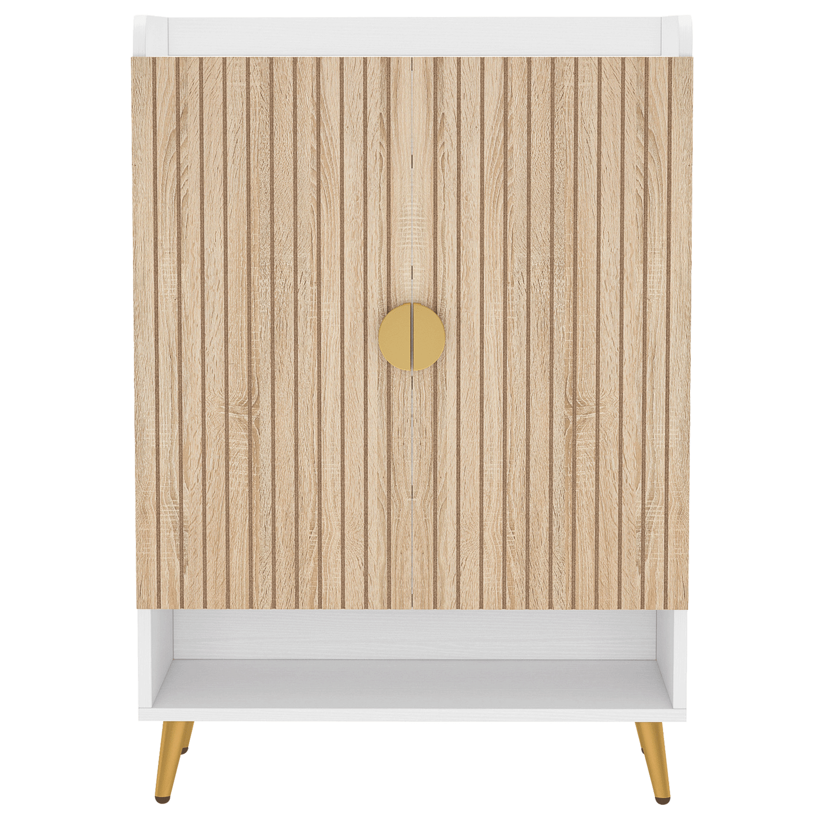EMOOTTOO 7-Tier Shoe Cabinet with Vertical Slatted Doors