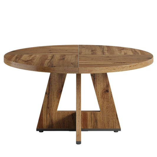 47" Round Dining Table for 4-6, Natural Burlywood Kitchen Table - product image 2