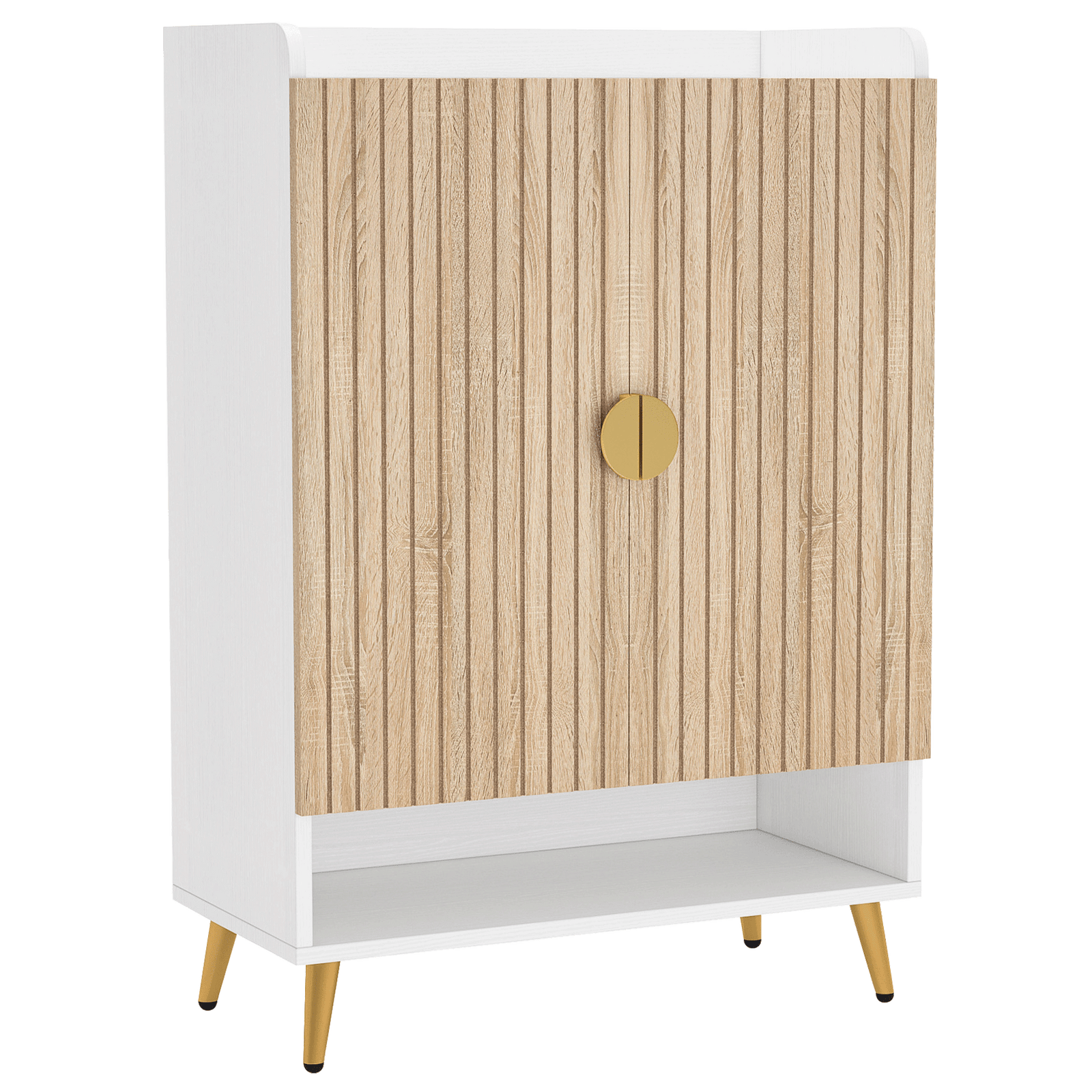 EMOOTTOO 7-Tier Shoe Cabinet with Vertical Slatted Doors