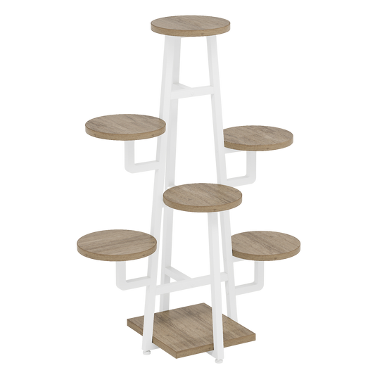 43" Tall Plant Stand Indoor, 7-Tier Tiered Plant Shelf for Multiple Plants, Modern Wood & Metal Flower Pot Holder