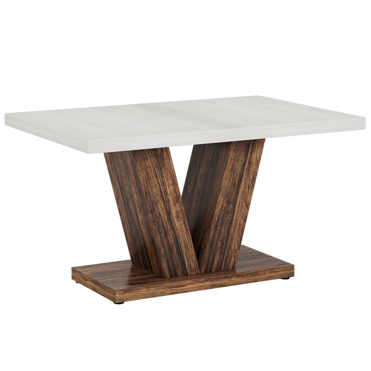47" Rectangular Dining Table for 4, White & Oak Kitchen Table - product image 2