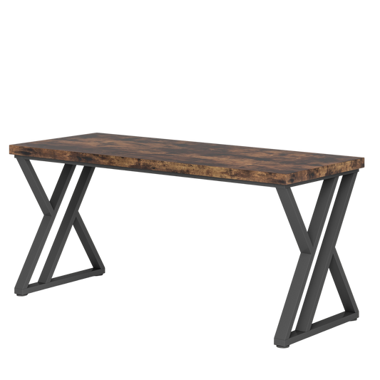 Writing Computer Desk, 55 inch Heavy Duty Study Desk with Z-Shaped Metal Leg, Modern Simple Home Office Computer Desk