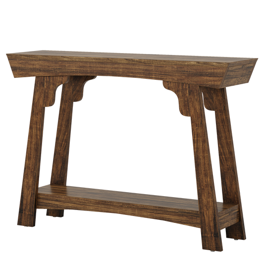 41.3" Farmhouse Console Table, Small Entryway Table with 2-Tier Storage, Narrow Wooden Sofa Table Behind Couch - product