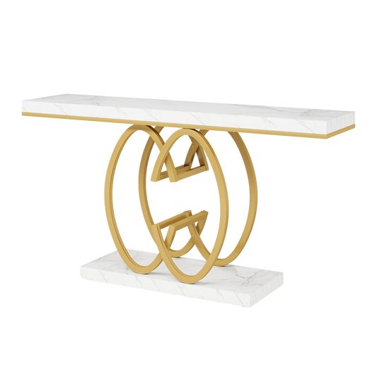 55 Inch Console Table for Hallway, Faux Marble Gold Entryway Table - product image 2