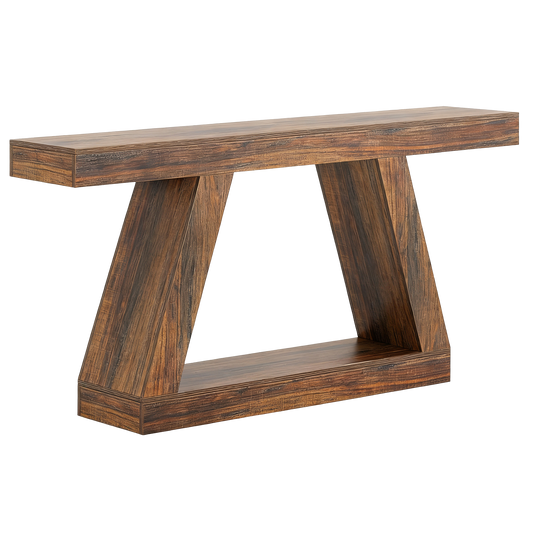 Farmhouse Console Table, 55-Inch Rustic Sofa Table with Storage, Industrial Wooden Entryway Table for Hallway, Living Room