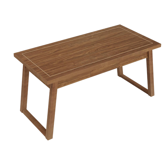 Home Office Executive Desk: 55 Inches Wooden Computer Desk with Drawer, Mid-Century Modern Study Writing Table, Rustic PC