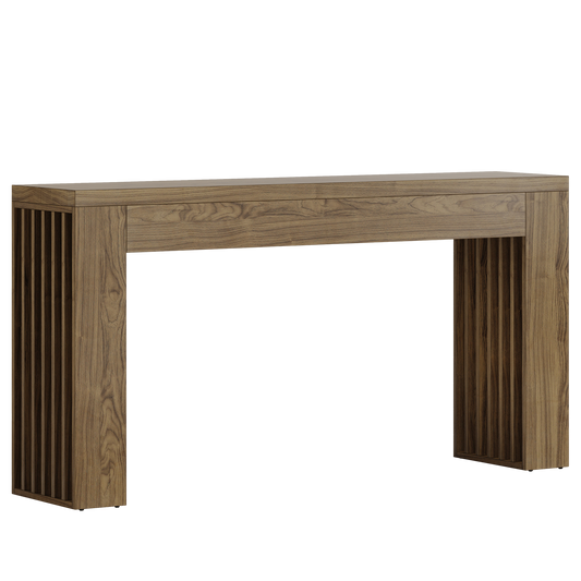 59-Inch Long Wooden Console Sofa Table Behind The Couch with Vertical Slat Legs for Entrance, Hallway, Entryway, Living