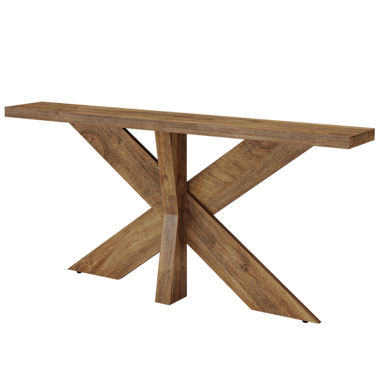 70.9 Inches Long Sofa Table Behind Couch, Farmhouse Console Entry Table with Wooden Geometric Base for Entryway, Living