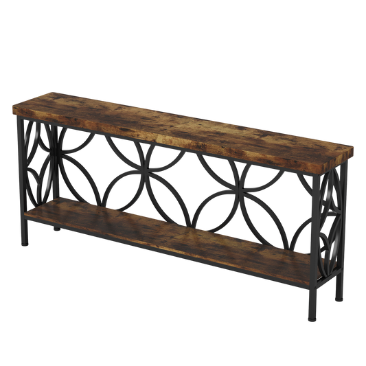 70.9-Inch Narrow Sofa Table, Industrial Long Sofa Table Behind Couch, Entry Console Table with Storage - product image 2